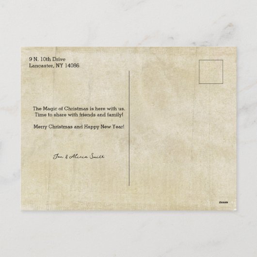 kerstman en muziek feestdagenkaart (Achterkant)