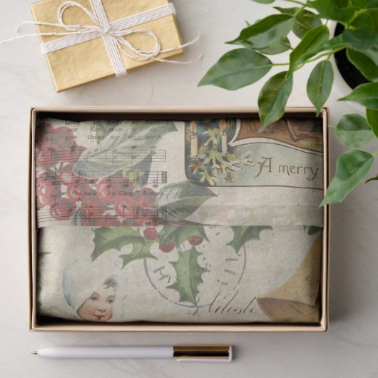  kerstman en muziek tissuepapier (Geschenk)