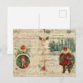 Kerstman en muzieknoten uit vroeger tijden  feestdagenkaart (Voorkant / Achterkant)