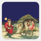 kerstman en nationaliteit vierkante sticker (Voorkant)