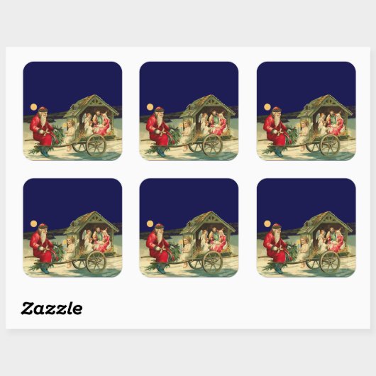  kerstman en nationaliteit vierkante sticker (Vel)