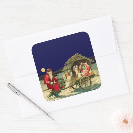 kerstman en nationaliteit vierkante sticker (Envelop)