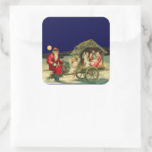 kerstman en nationaliteit vierkante sticker (Tas)