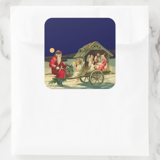  kerstman en nationaliteit vierkante sticker (Tas)