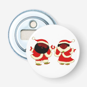 Kerstman en oma button flesopener