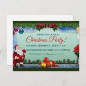 Kerstman en Ornamenten kerstfeest uitnodigingen! Uitnodiging Briefkaart (Voorkant / Achterkant)
