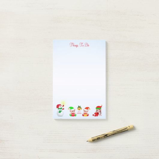 Kerstman en ouderen doen niets om na te komen post-it® notes (Op bureau)