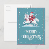 Kerstman en Paard Cartoon Briefkaart (Voorkant / Achterkant)