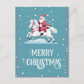 Kerstman en Paard Cartoon Briefkaart (Voorkant)
