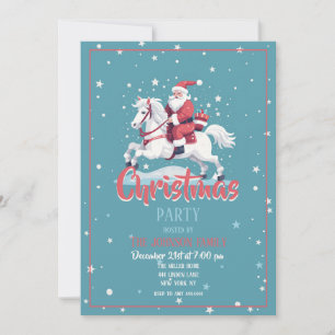 Kerstman en Paard Cartoon Kaart