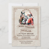 Kerstman en paard Kerstmis vintage Kaart (Voorkant)