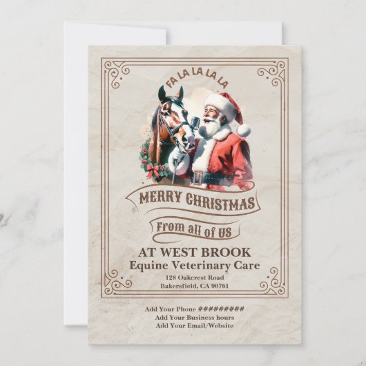 Kerstman en paard Kerstmis vintage Kaart (Voorkant)