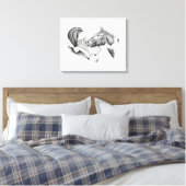 Kerstman en Paint Horse voor Kerstmis Canvas Afdruk (Insitu (Slaapkamer))