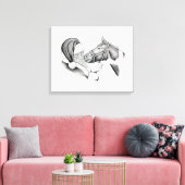 Kerstman en Paint Horse voor Kerstmis Canvas Afdruk (Insitu (Woonkamer))