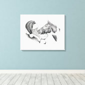 Kerstman en Paint Horse voor Kerstmis Canvas Afdruk (Insitu (Houten vloer))