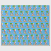 Kerstman en palmboom cadeaupapier (Vlak)