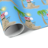 Kerstman en palmboom cadeaupapier (Rol Hoek)