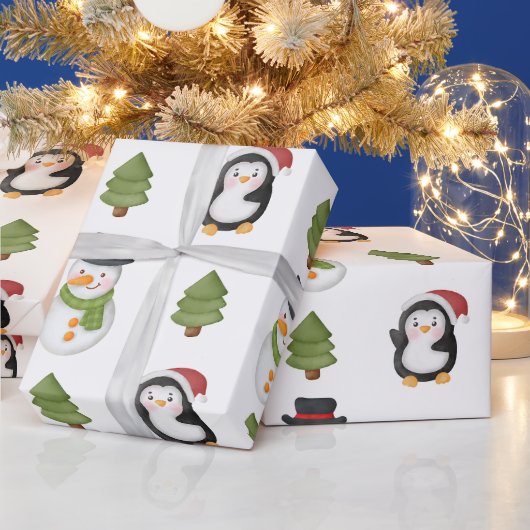 Kerstman en Penguin Cadeaupapier (Feestdagen)