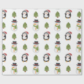 Kerstman en Penguin Cadeaupapier (Vlak)