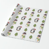 Kerstman en Penguin Cadeaupapier (Uitgerold)