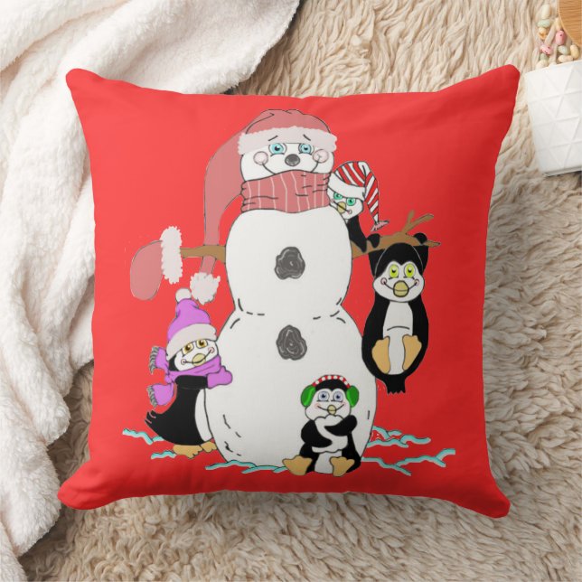 Kerstman en Penguins Pillow Kussen (Deken)
