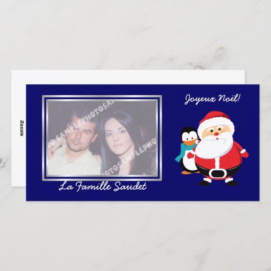 Kerstman en Pinguïn Santa Claus foto kaarten (Voorkant / Achterkant)