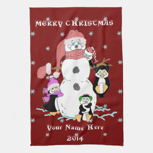 Kerstman en pinguïns Persoonlijke handdoeken (Verticaal)
