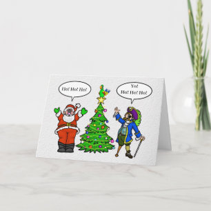 Kerstman en piraat grappige Ho! Ho! Ho! kerstkaart Feestdagen Kaart