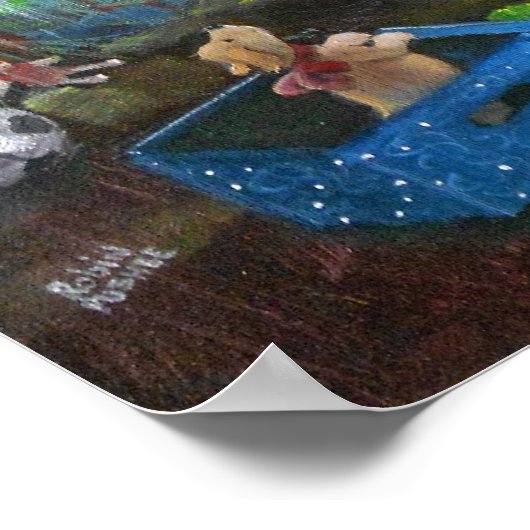 Kerstman en puppy, kerstavond poster (Hoek)