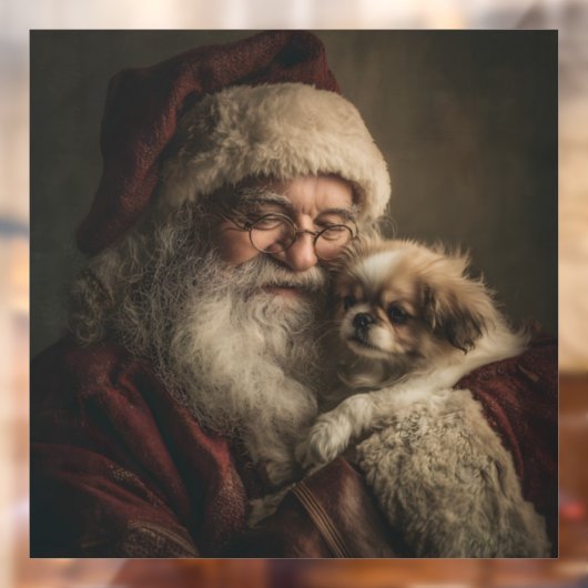 Kerstman en puppy raamsticker (Vel 2)