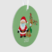 Kerstman en rendier 2021 Face mask Covid Kerstmis Ornament (voorkant)