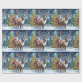 Kerstman en rendier AI Cadeaupapier (Vlak)