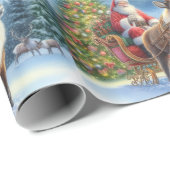 Kerstman en rendier AI Cadeaupapier (Rol Hoek)