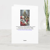 Kerstman en rendier, besneeuwd bos, kerstboom 6 feestdagen kaart (Achterkant)