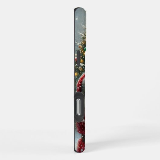 Kerstman en rendier, besneeuwd bos, kerstboom 8 iPhone hoesje (Rechterkant)