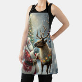 Kerstman en rendier, besneeuwd bos, kerstboom 8 schort (Insitu)