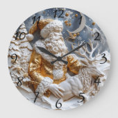 Kerstman en rendier charme grote klok (Voorkant)