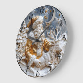 Kerstman en rendier charme grote klok (Hoek)