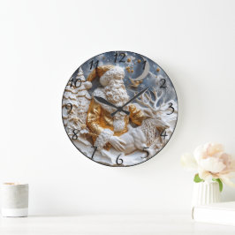 Kerstman en rendier charme grote klok