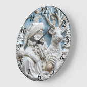 Kerstman en rendier charme grote klok (Hoek)