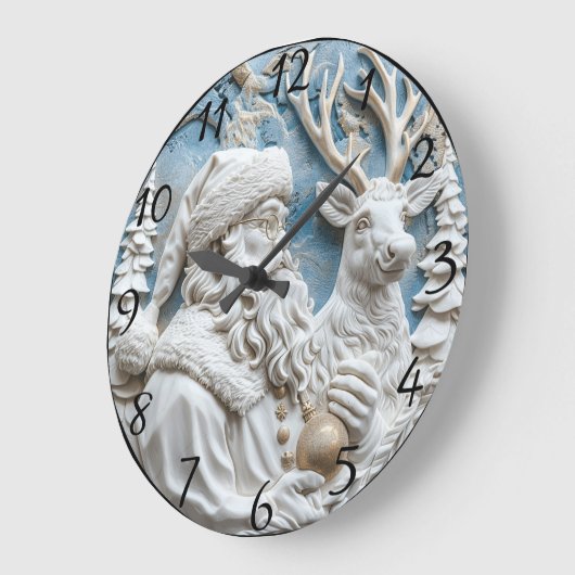 Kerstman en rendier charme grote klok (Hoek)