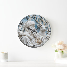 Kerstman en rendier charme grote klok