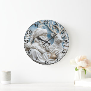 Kerstman en rendier charme grote klok