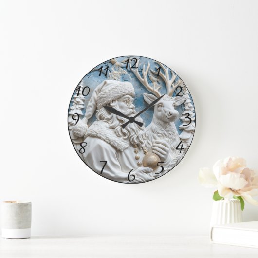 Kerstman en rendier charme grote klok (Huis)