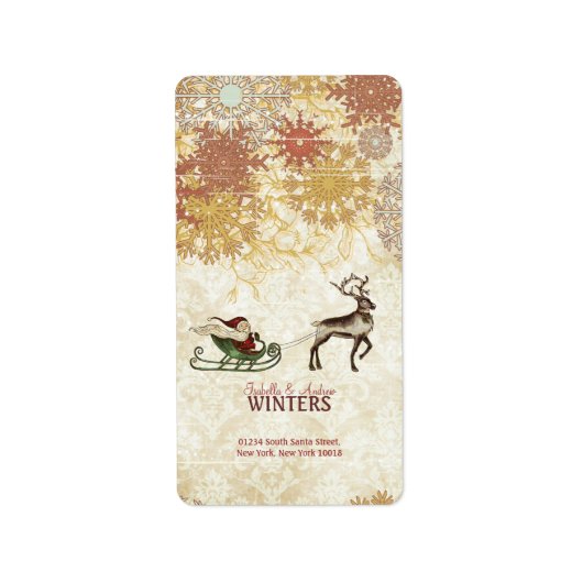  Kerstman en rendier Etiket (Voorkant)