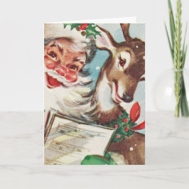  Kerstman en rendier Feestdagen Kaart