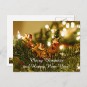 Kerstman en rendier feestdagenkaart (Voorkant / Achterkant)