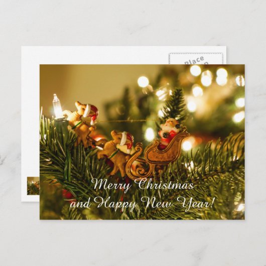 Kerstman en rendier feestdagenkaart (Voorkant / Achterkant)