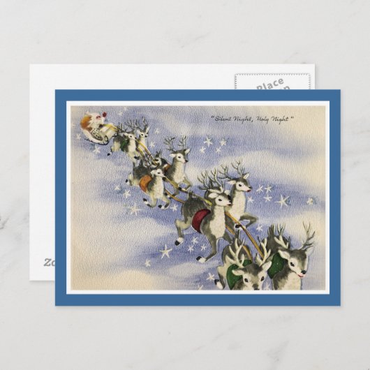 Kerstman en rendier Feestdagenkaart (Voorkant / Achterkant)