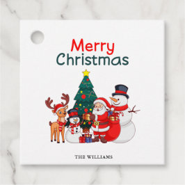 Kerstman en rendier feestelijke vrolijke kerst bedankjes labels